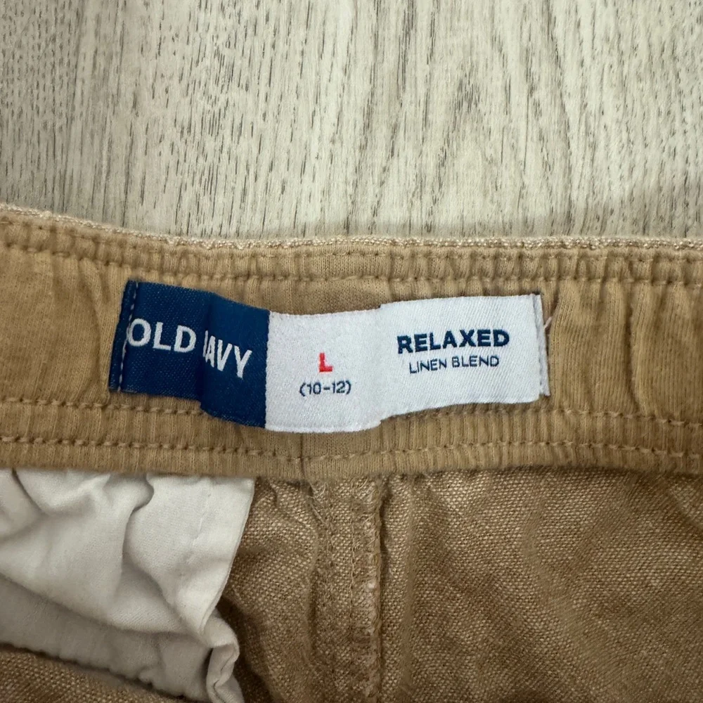 Old Navy Tan Linen Elastic Waist Shorts